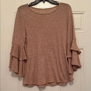 twenty second Tan Ruffle Sleeve Blouse